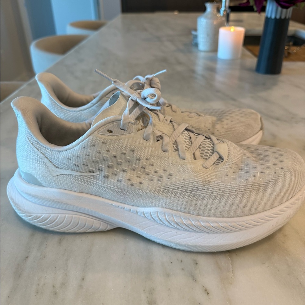Hoka Women’s Athletic Shoes in Light Beige / Off-White